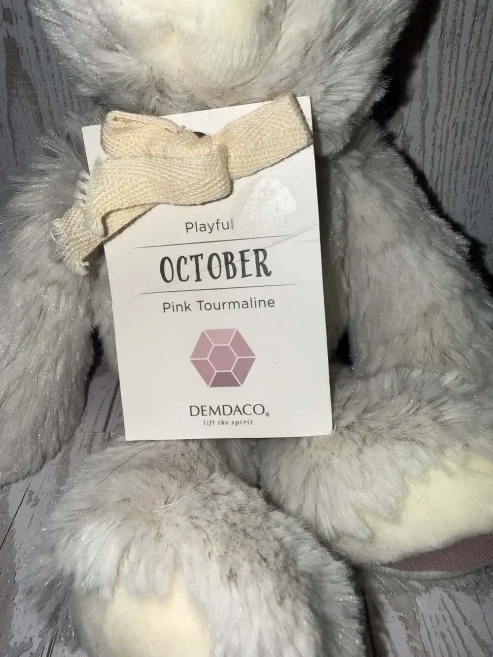 DEMDACO Birthstone Plush Bear October Pink Tourmaline